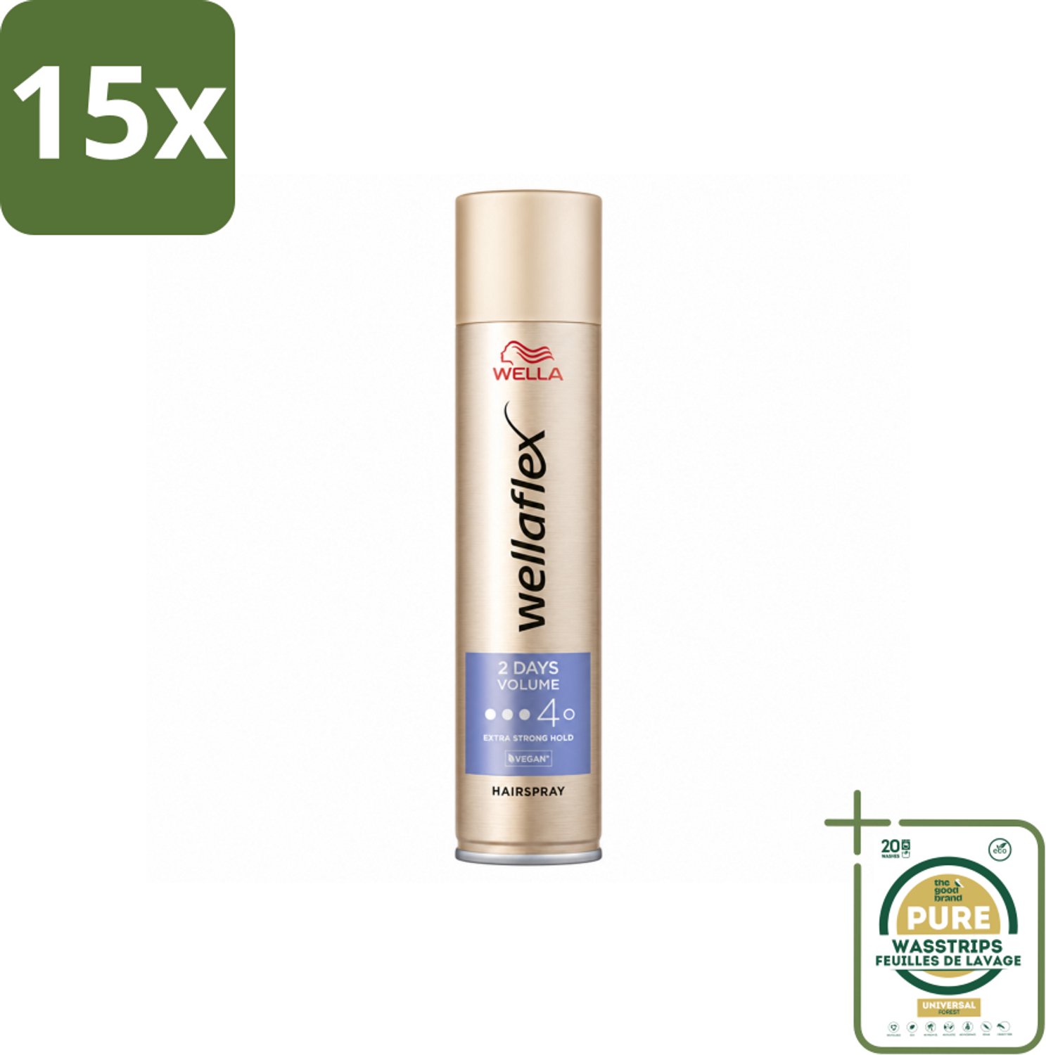 15 x Wella – Flex 2 Days Volume – Haarspray Extra Strong – 400 ml - Wasstrips - Haarspray - Volumineus Haar - Langdurig Volume - Haar Fixatie - UV Bescherming