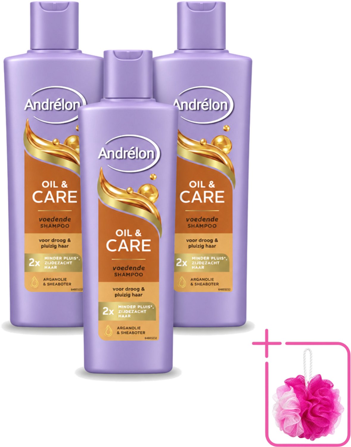 3 x Andrélon – Shampoo – Oil & Care – 250 ml - Bulkverpakking - Droog haar - Douchemop - Pluis