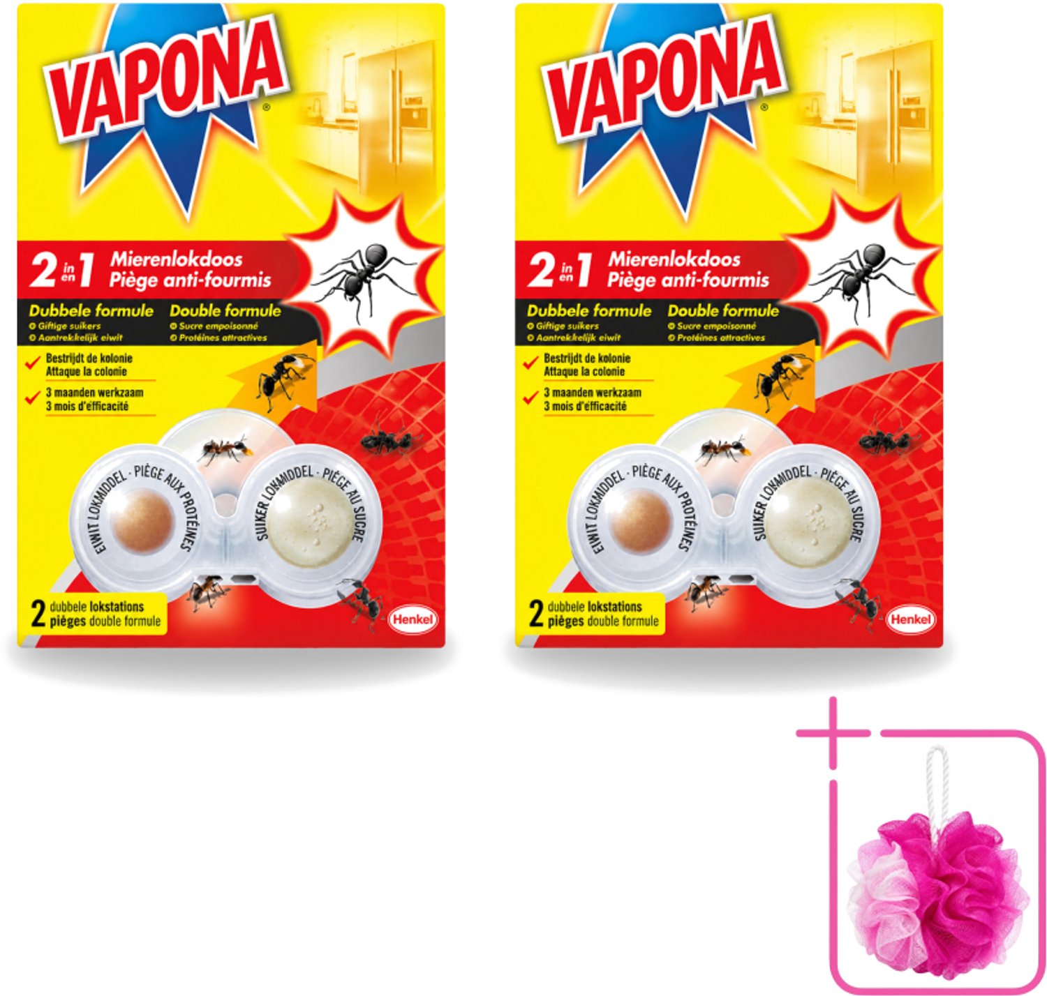 2 x Vapona – Mierenlokdoos – Dubbele Insectenval - Bulkverpakking - Mierenbestrijding - Douchemop - Mierenlokdoos