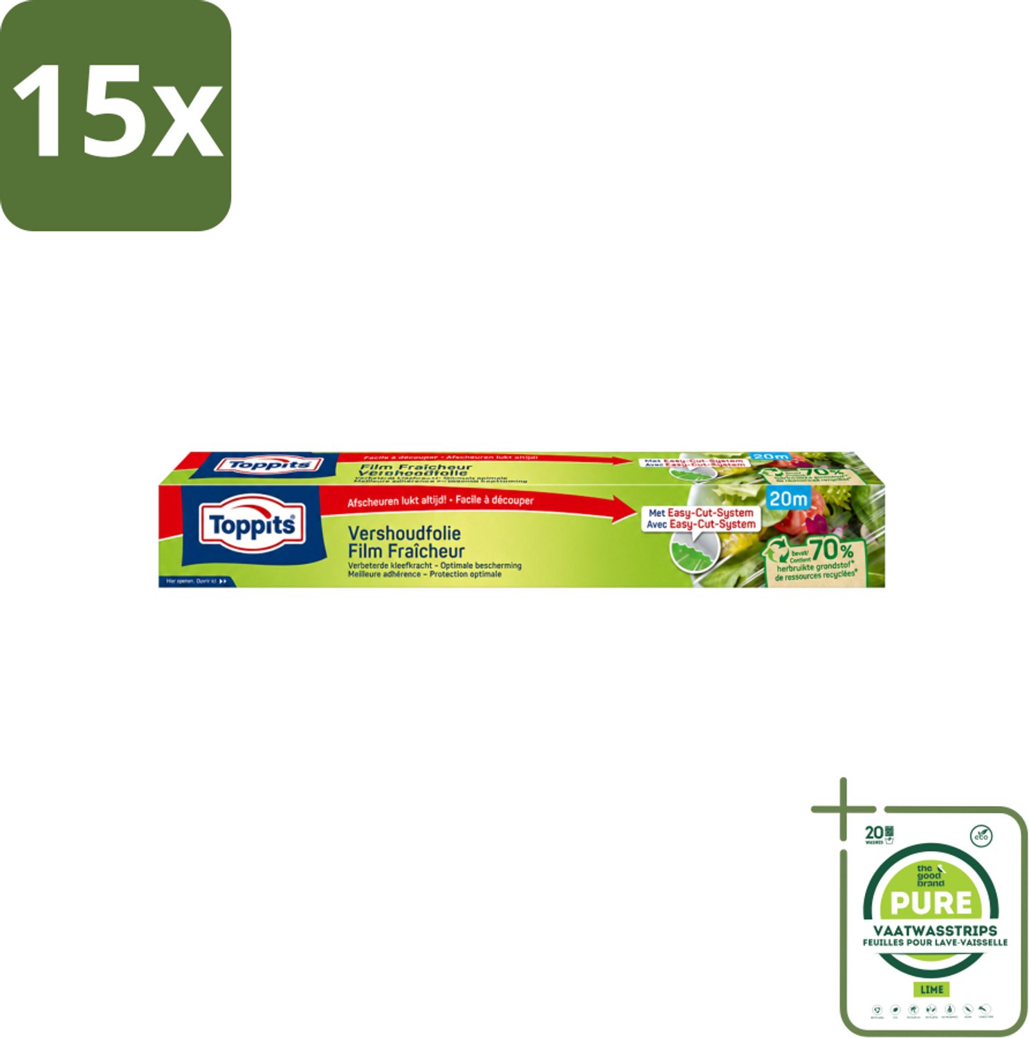 15 x Toppits – Vershoudfolie – 32,5 cm × 20 m - Grootverpakking - Vaatwasstrips - Vershoudfolie - Eetvoedingsproducten - Eten Bewaren - Geurverspreiding - Smaakbehoud