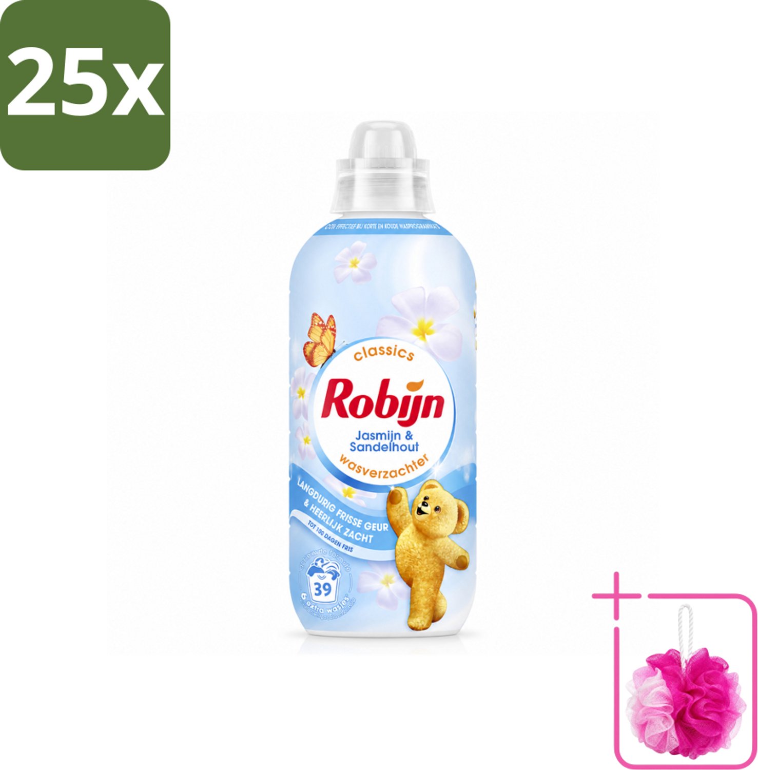 25 x Robijn – Wasverzachter – Jasmijn & Sandelhout – 780 ml - Bulkverpakking - Wasverzachter - Douchemop - Wasverzachter jasmijn
