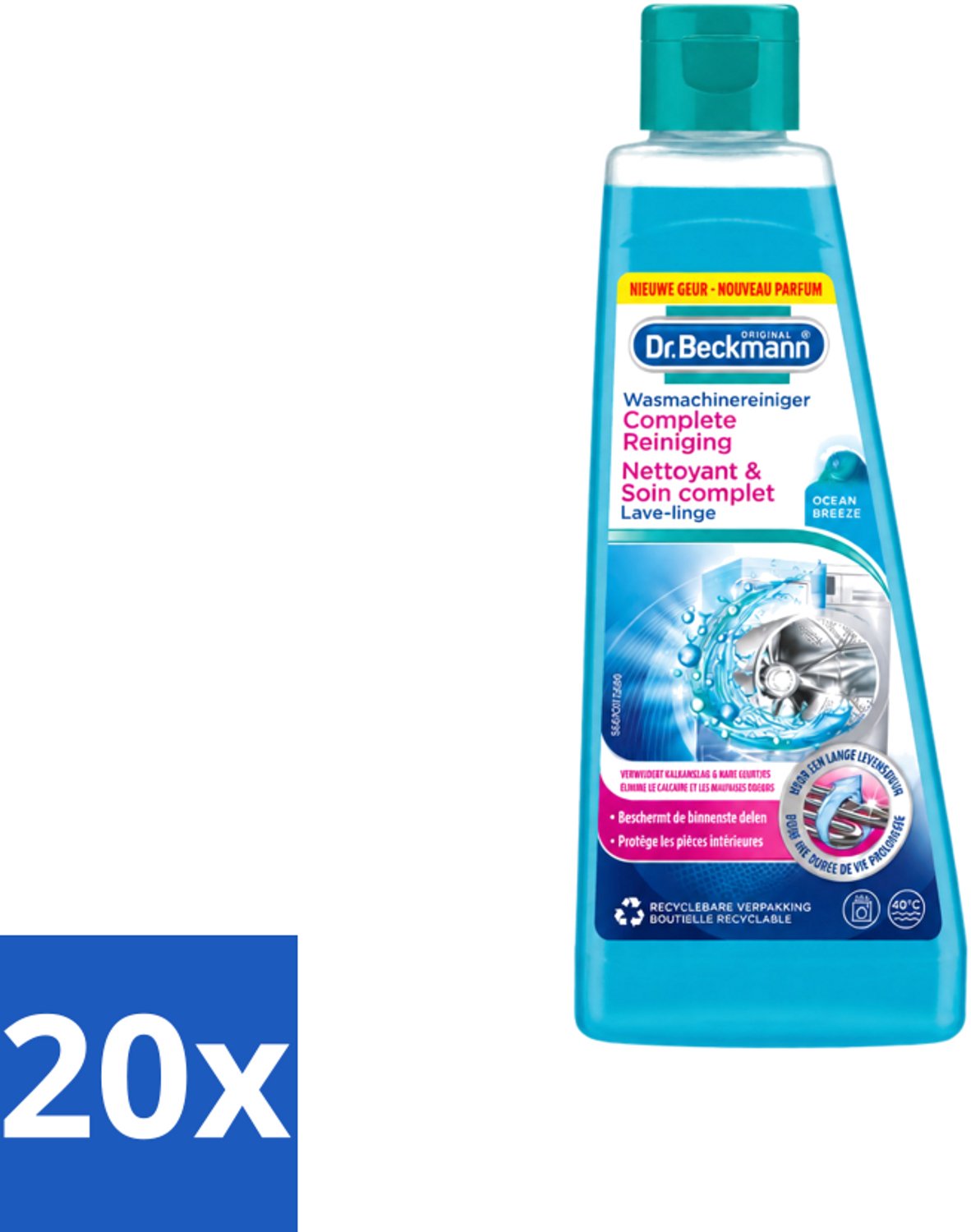20 x Dr.Beckmann - Wasmachinereiniger - Ocean Breeze - Anti-Kalk - 250 ml - Voordeelverpakking - 20 stuks