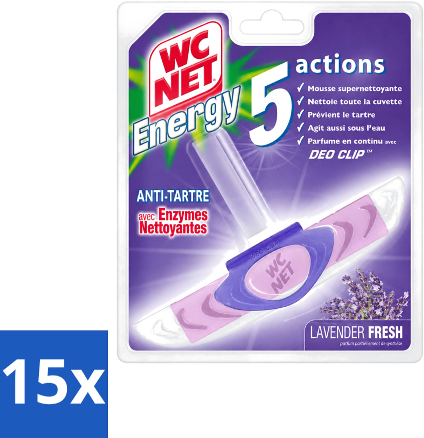 15 x WC Net - Toiletblok - Lavendel - 1 Blokje - Voordeelverpakking - 15 stuks