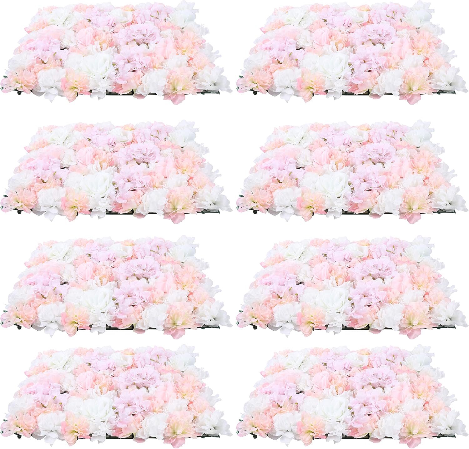 Kunstbloemenwand, 8 stuks, 40 x 60 cm, rozenwand voor feest, bruiloft, tuindecoratie