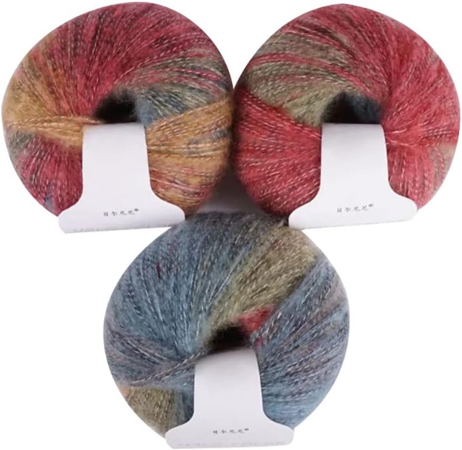 3 Stks Zachte Wol Garen Mohair Hand Wasbaar Breien Draad Lichtgewicht Garen met Gradiënt Kleuren Gemengde Bal van Garen voor Kledingstukken Sjaals Sjaals Hoeden Schoenen Haken, Elke Roll/30g