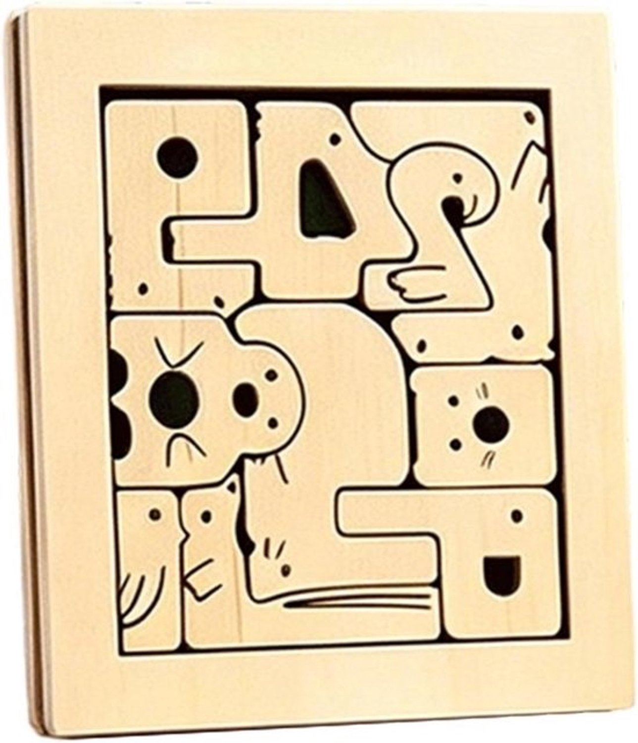 Dierenpuzzels - Educatief speelgoed - Leren tellen - Natuurlijk lindehout - 15 x 20 cm - Multicolor