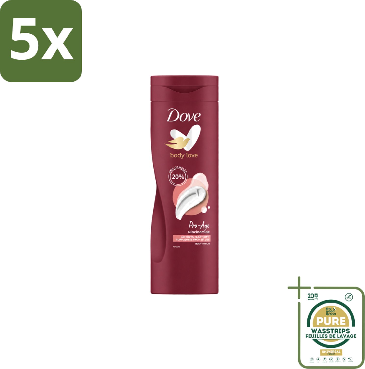 5 x Dove – Bodylotion – Body Love Pro Age – 400 ml - Wasstrips - Body Lotion - Huidverzorging - Hydratatie - AHA - Niacinamide