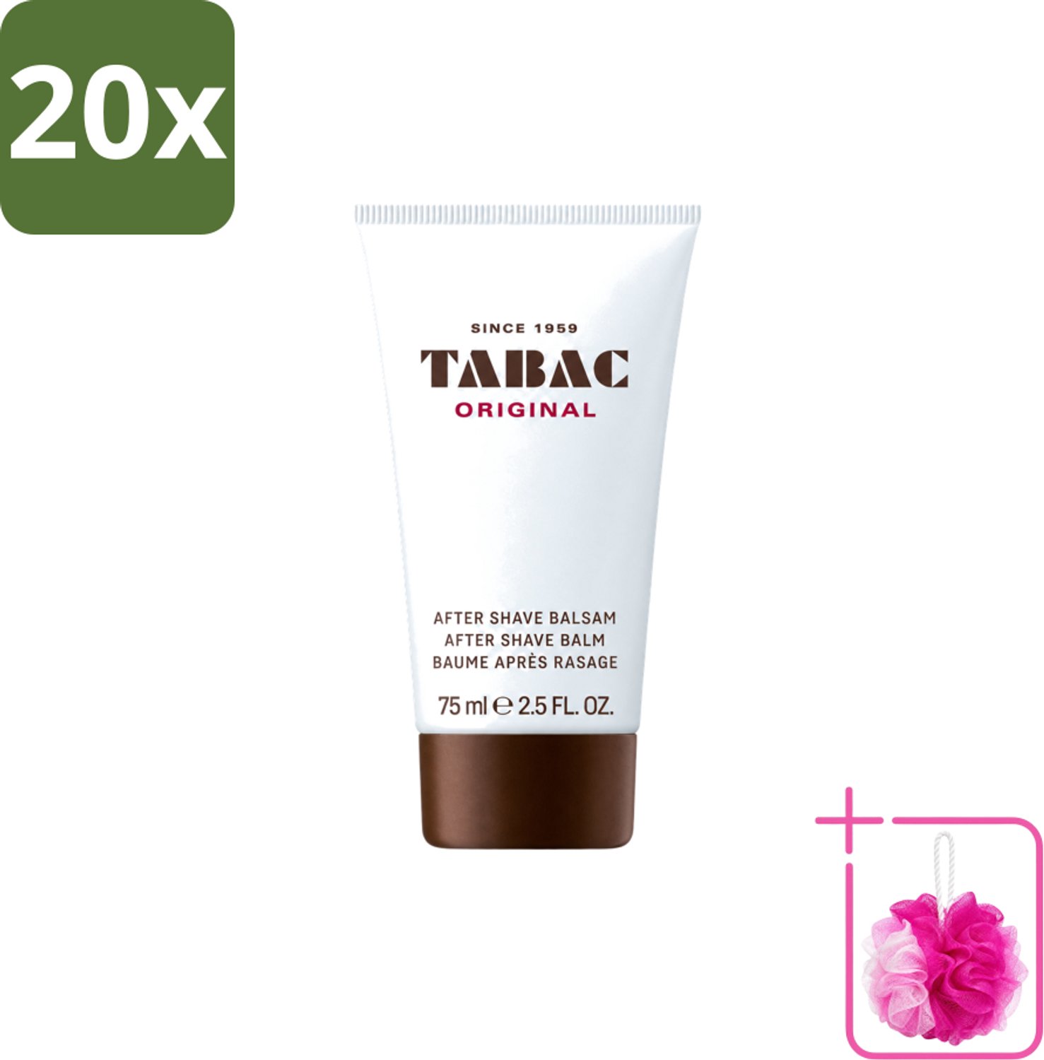 20 x Tabac Original Men - Aftershave Balsem - Verzachtend - 75 ml - Bulkverpakking - Aftershave balsem - Douchemop - Huid verzorgen