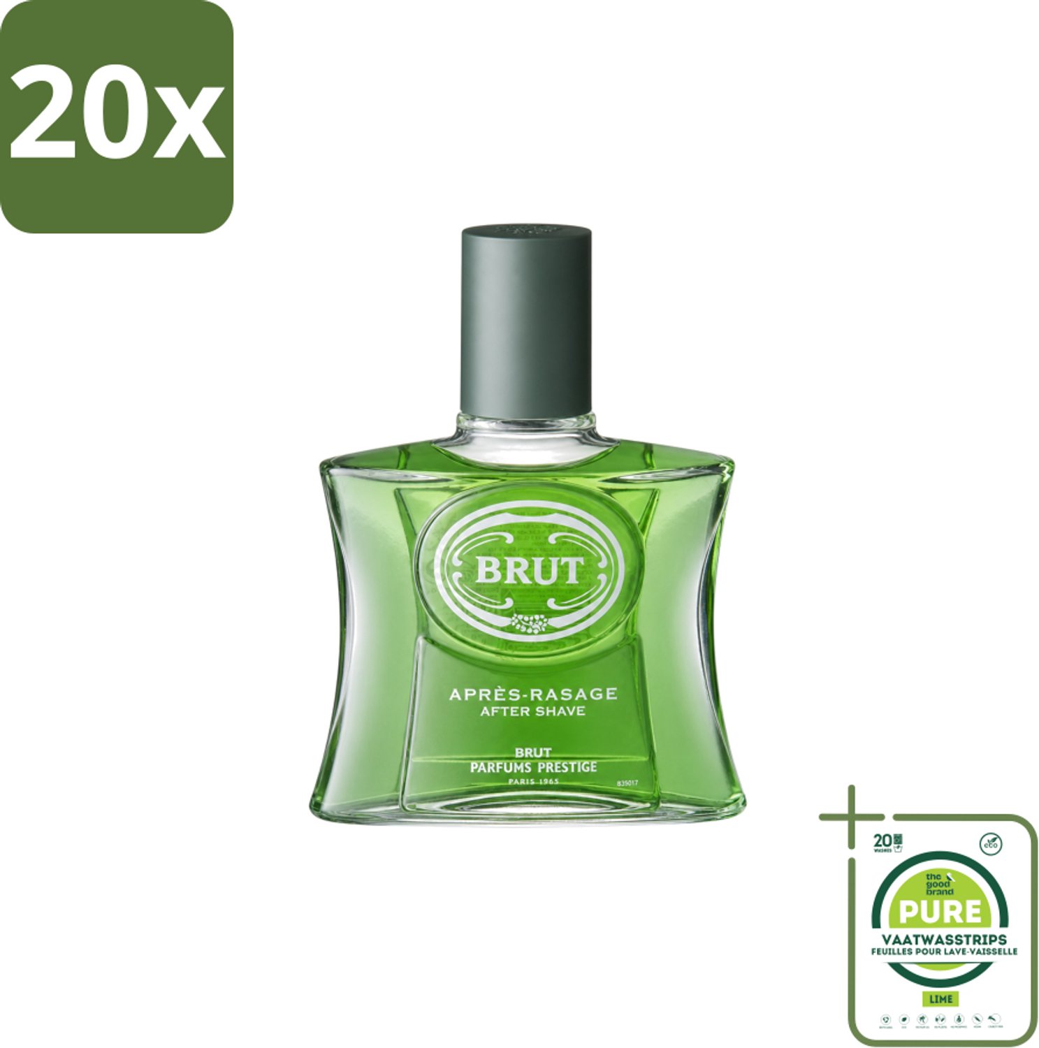 20 x Brut for Men – Aftershave Lotion – 100 ml - Grootverpakking - Vaatwasstrips - Aftershave - Herenverzorging - Klassieke Geur - Scheren - Huid Verzorgen