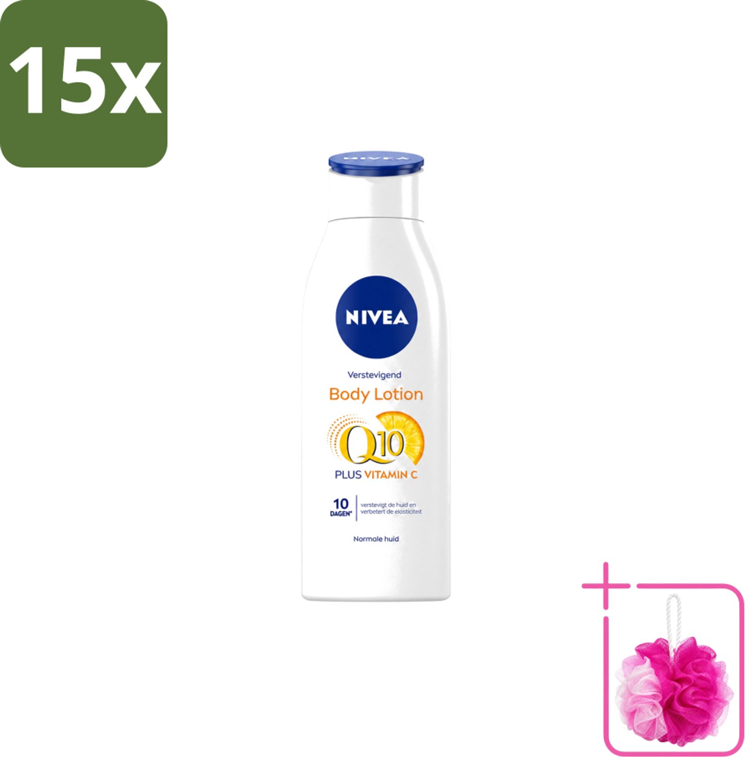 15 x Nivea – Bodylotion – Q10 Plus Verstevigend – 400 ml - Bulkverpakking - Q10 Plus - Douchemop - Huidversteviging