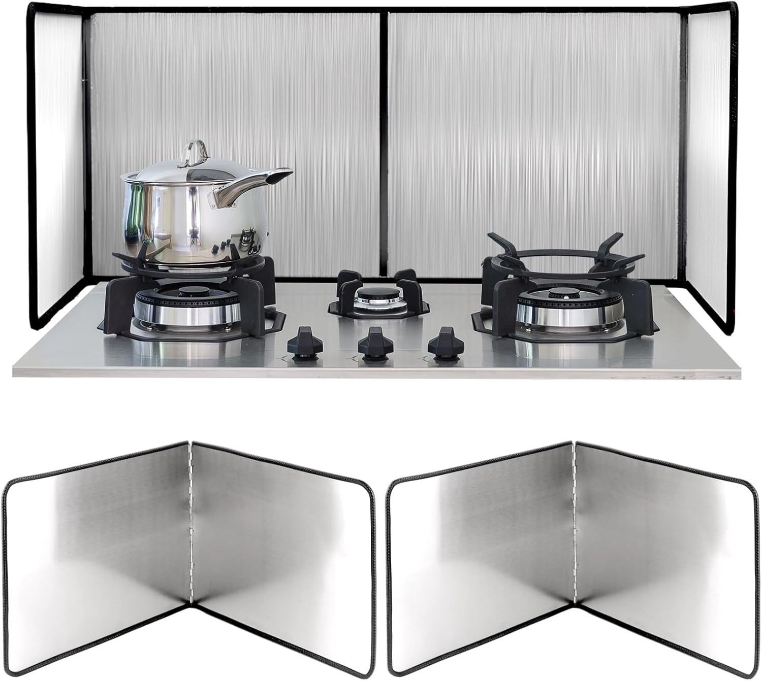 2 Stuks Keuken Spatbescherming - Vouwbare Spatbeschermer voor Fornuis - Wand Spatbeschermer met Antiaanbaklaag - Keuken Fender voor Veilig Koken en Makkelijk Schoonmaken