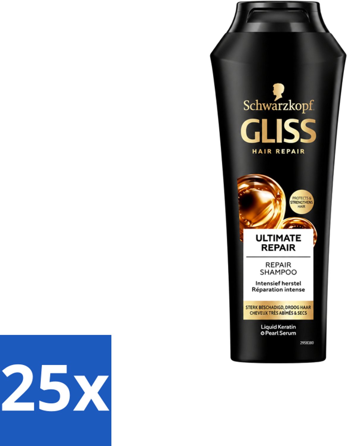 25 x Gliss Kur – Shampoo – Ultimate Repair – 250 ml - Voordeelverpakking - 25 stuks