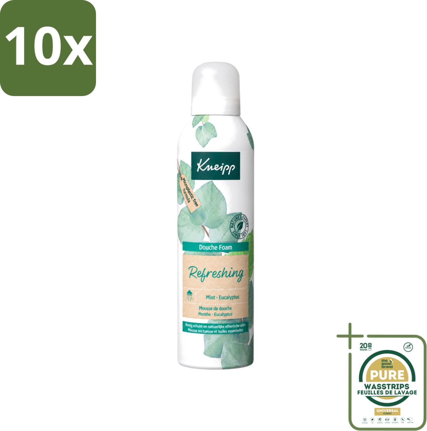 10 x Kneipp - Douchefoam - Mint & Eucalyptus - Vegan - 200 ml - Wasstrips - Douchefoam - Mint En Eucalyptus - Natuurlijke Douchefoam - Vegan Douchefoam - Verkwikkende Douche