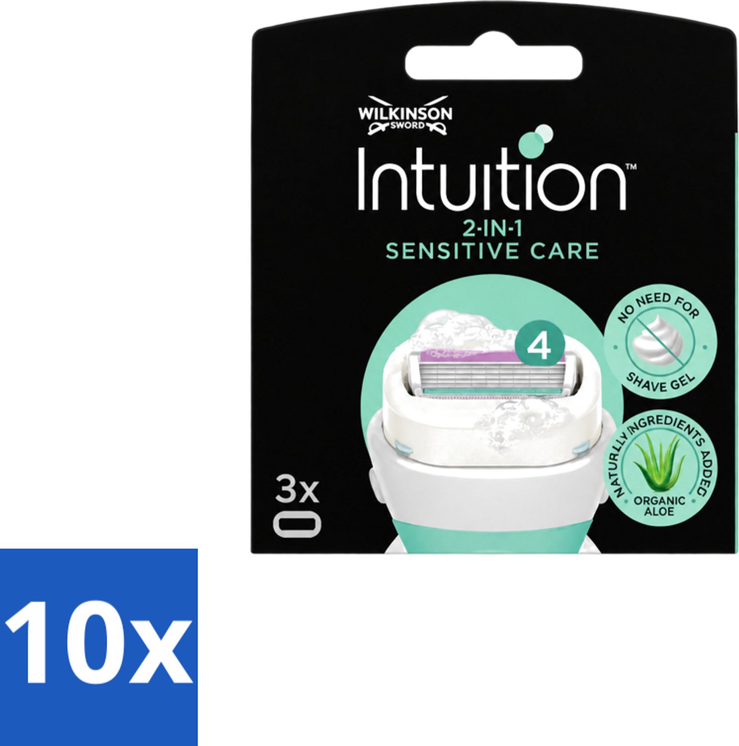 10 x Wilkinson – Scheermesjes – Intuition Dry Skin Sensitive Care – 3 Scheermesjes - Voordeelverpakking - 10 stuks