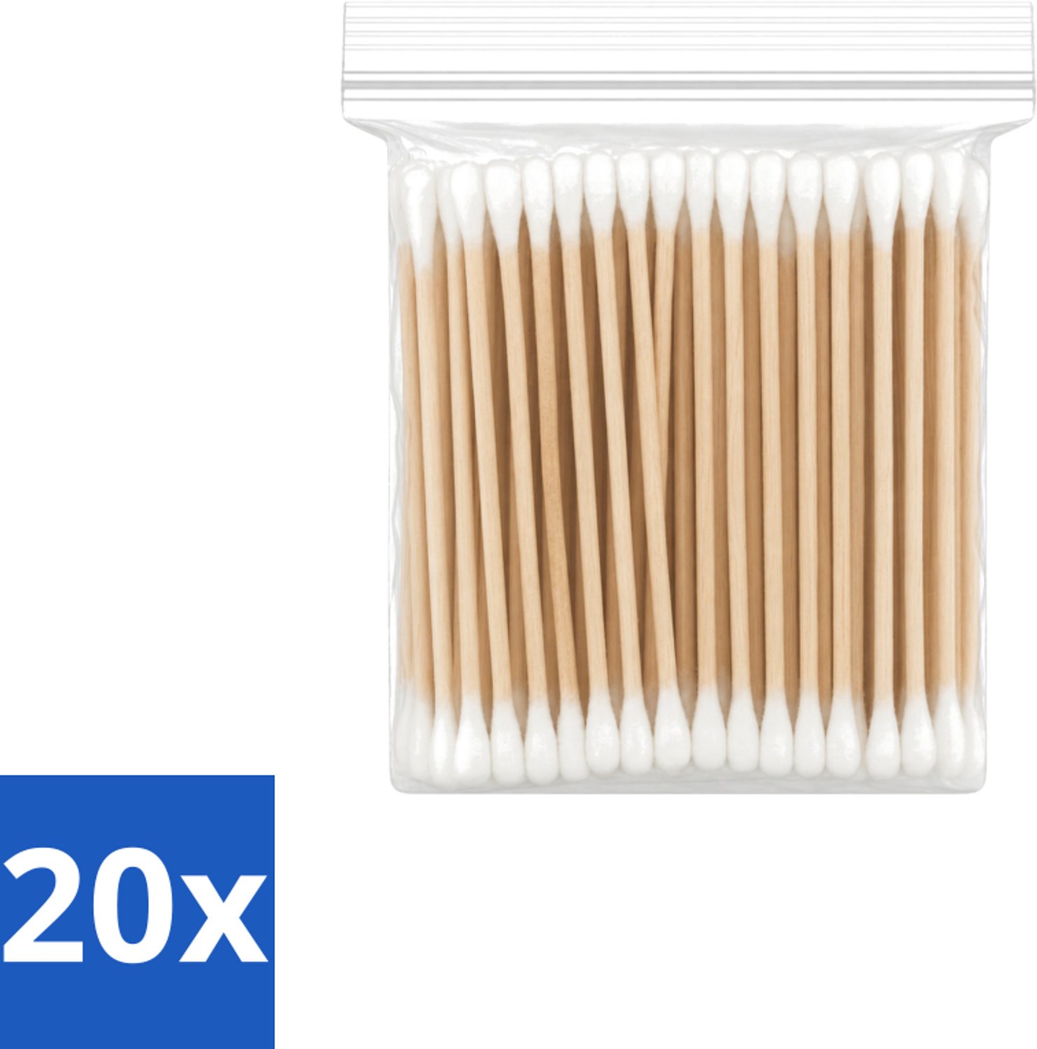 20 x Wattenstaafjes – Hout – Verzorgend – Duurzaam - Voordeelverpakking - 20 stuks