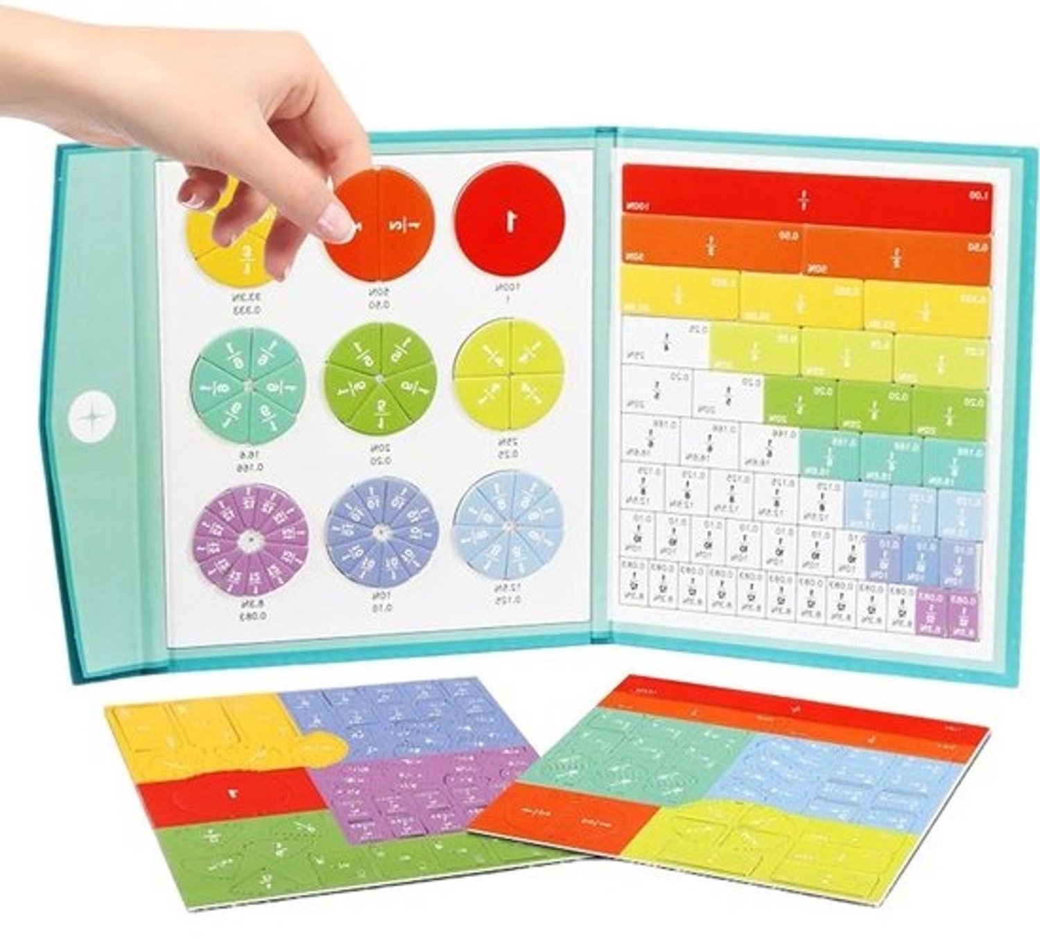 Magnetisch fractieboek - Breukenpuzzelset - Breuken leren - Praktisch ontdekken - 23 x 19 x 2.3 cm - Blauw