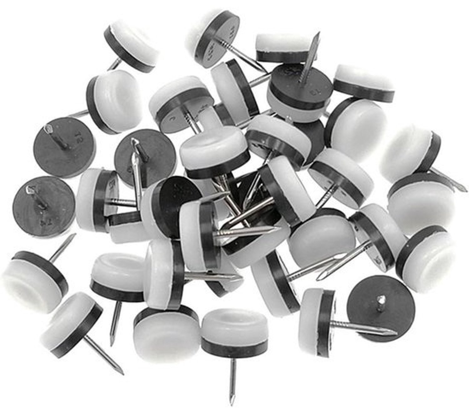 Meubelglijders - Beschermers voor stoelpoten en vloeren - Meubels verschuiven - Nylon schuifkussen met spijker - 22 mm 40 stuks - Wit