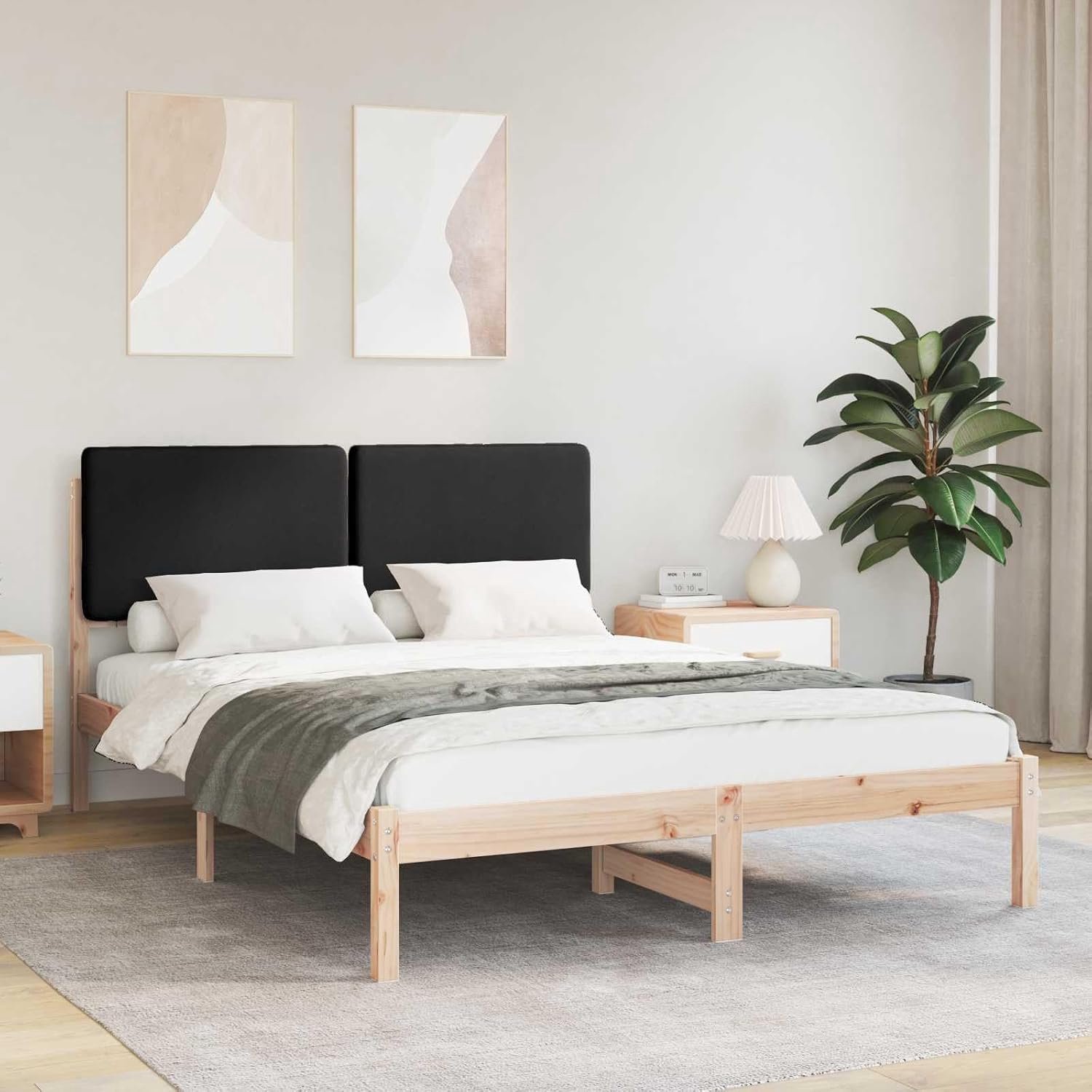 Grenenhout Gestoffeerd hoofdbord Modern Design Bruin Zwart 150 x