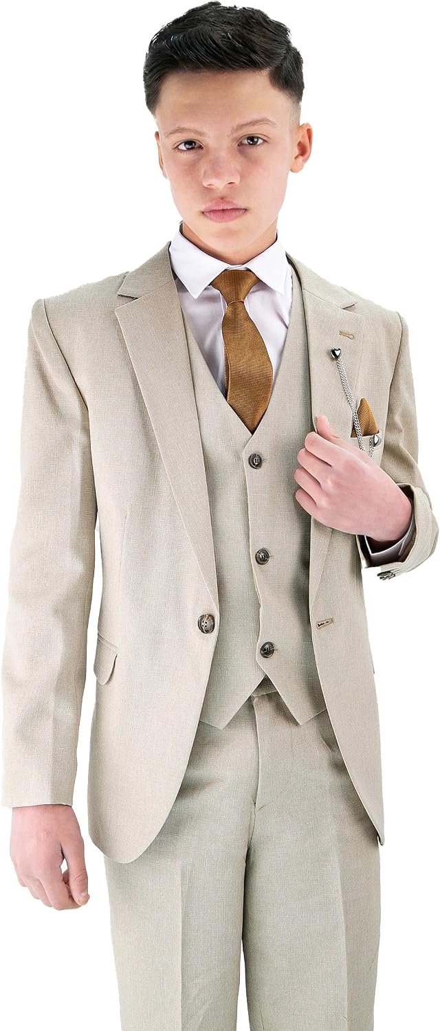 6-delig formeel pak voor jongens - Slim Fit voor pageboy, bruiloft, communie, leeftijd 1-16