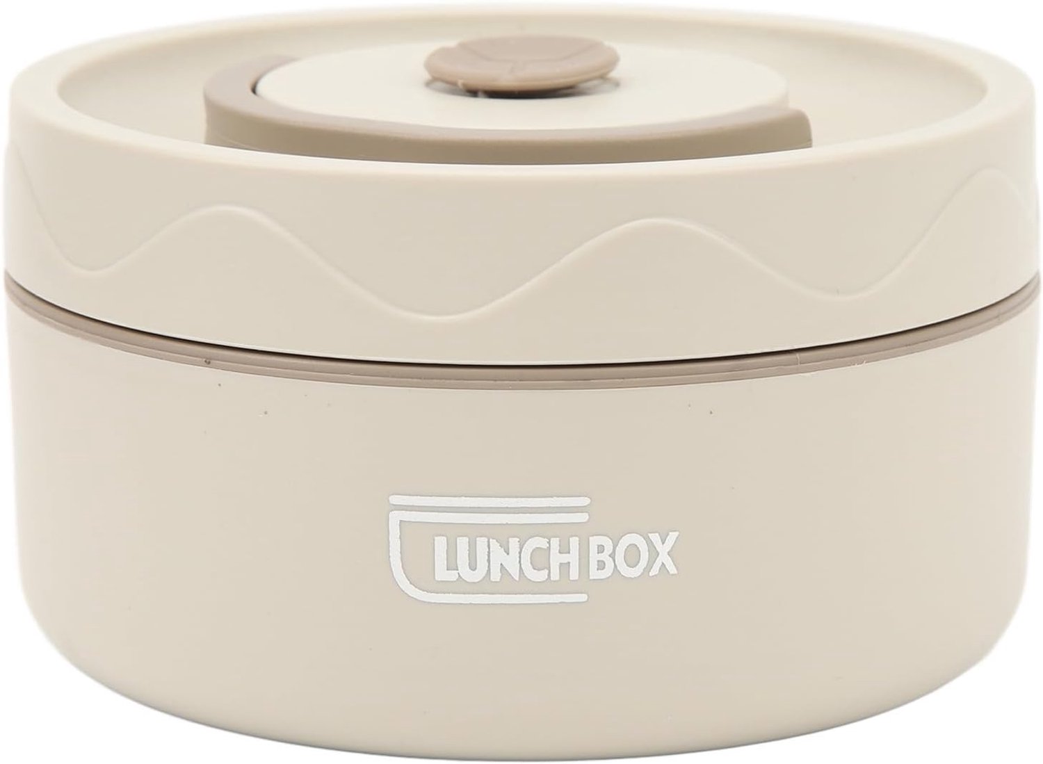 Lunchbox 420 ml 304 roestvrij staal dubbellaags draagbare ronde thermische lunchbox Donkerblauw Magnetrontype Kinderen Volwassen Jongens School Kantoor Outdoor (米白色)