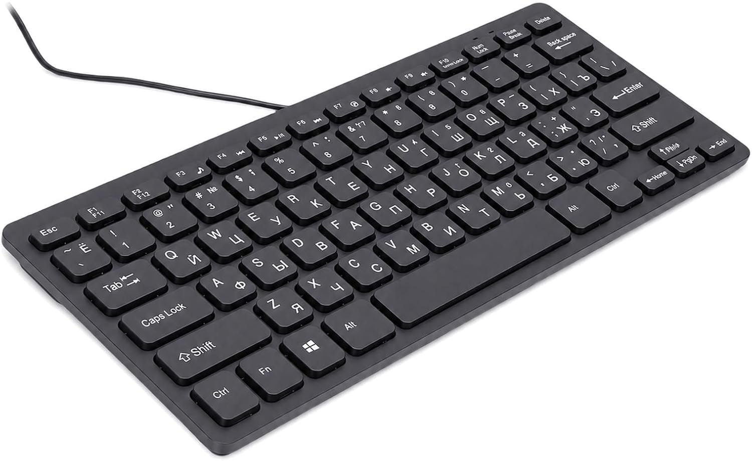 Toetsenbord met Engelse Cyrillische Niet-fading Karakters, Mini Dun 78 Toetsen Bedraad USB-toetsenbord, Plug en Play