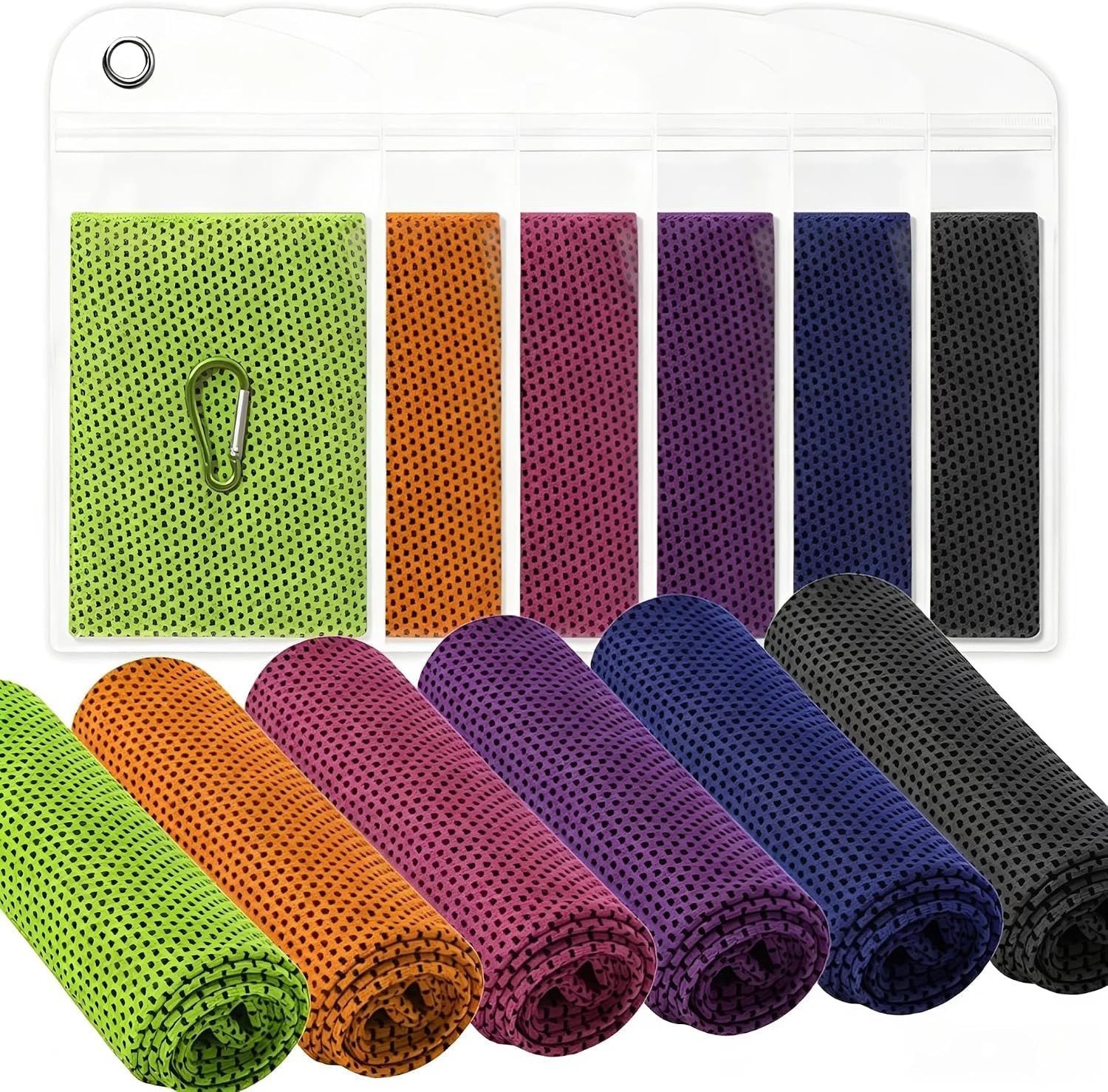 Koelhanddoeken Set van 6, Sneldrogend Microvezel voor Nek, Ideaal voor Strand, Yoga, Golf en Sportactiviteiten