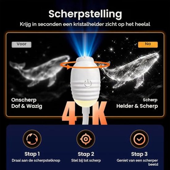 Casalora® Galaxy Projector, 2-in-1 USB sterrenhemelprojector voor volwassenen 12 films dimbaar 360° HD Smart Dynamic 5D holografische nachtlampprojector voor slaapkamer, auto en reizen van casalora — afbeelding 3