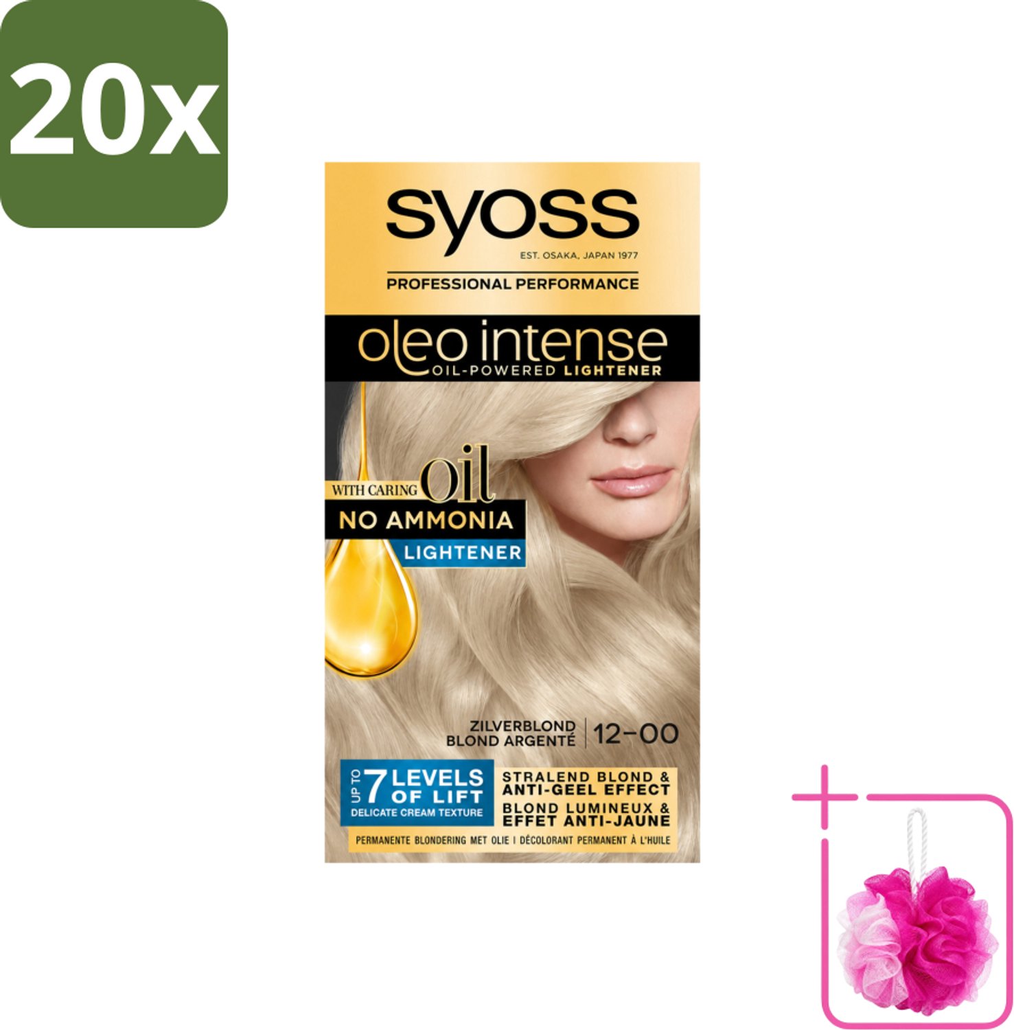 20 x SYOSS - Oleo Intense 12-00 - Haarverf - Permanente Haarkleuring - Zilverblond - Langdurige Kleur - Bulkverpakking - Zilverblond - Douchemop - Haarkleur