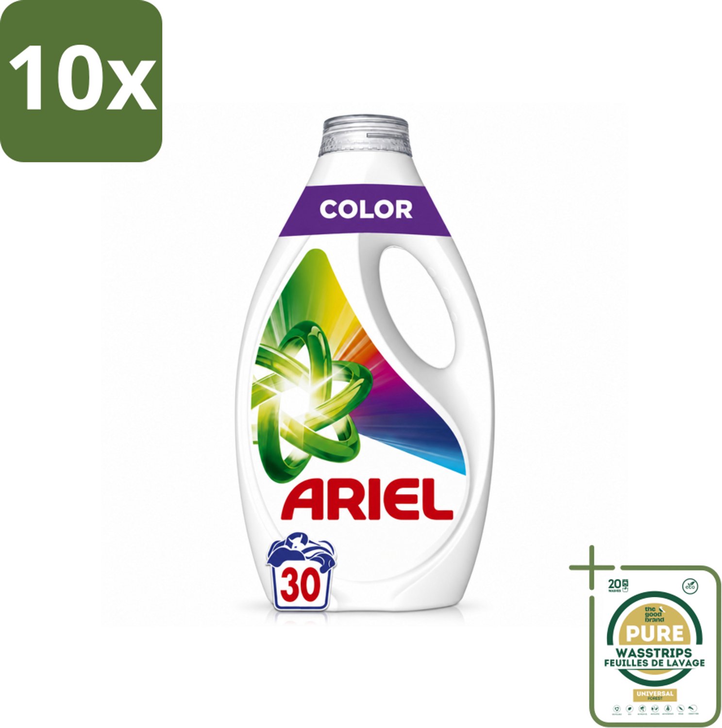 10 x Ariel - Vloeibaar Wasmiddel - Color - 30 Wasbeurten - 1350 ml - Wasstrips - Kleurbehoud - Vlekverwijdering - Vloeibaar Wasmiddel - Wasmiddel Voor Gekleurde Kleding - Wasmiddel Voor Vlekken