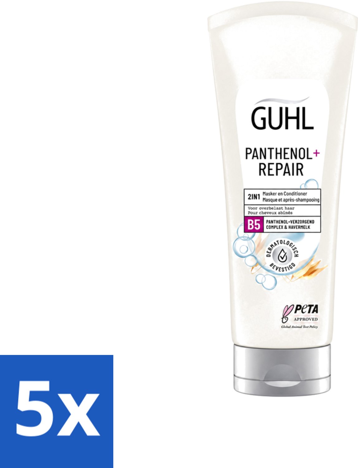 5 x Guhl – 2-in-1 Masker & Conditioner – Panthenol+Repair – 200 ml - Voordeelverpakking - 5 stuks