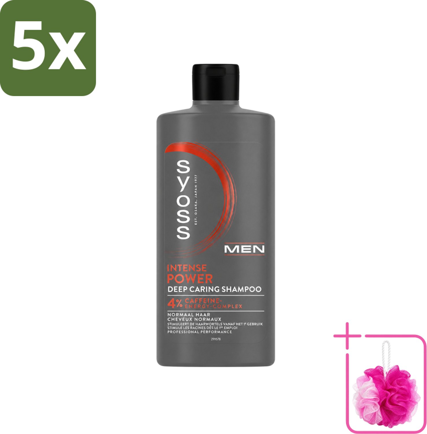 5 x SYOSS - Men Power - Shampoo - Langdurige Styling - 440ml - Bulkverpakking - Mannelijk haarverzorging - Douchemop - Krachtig haar