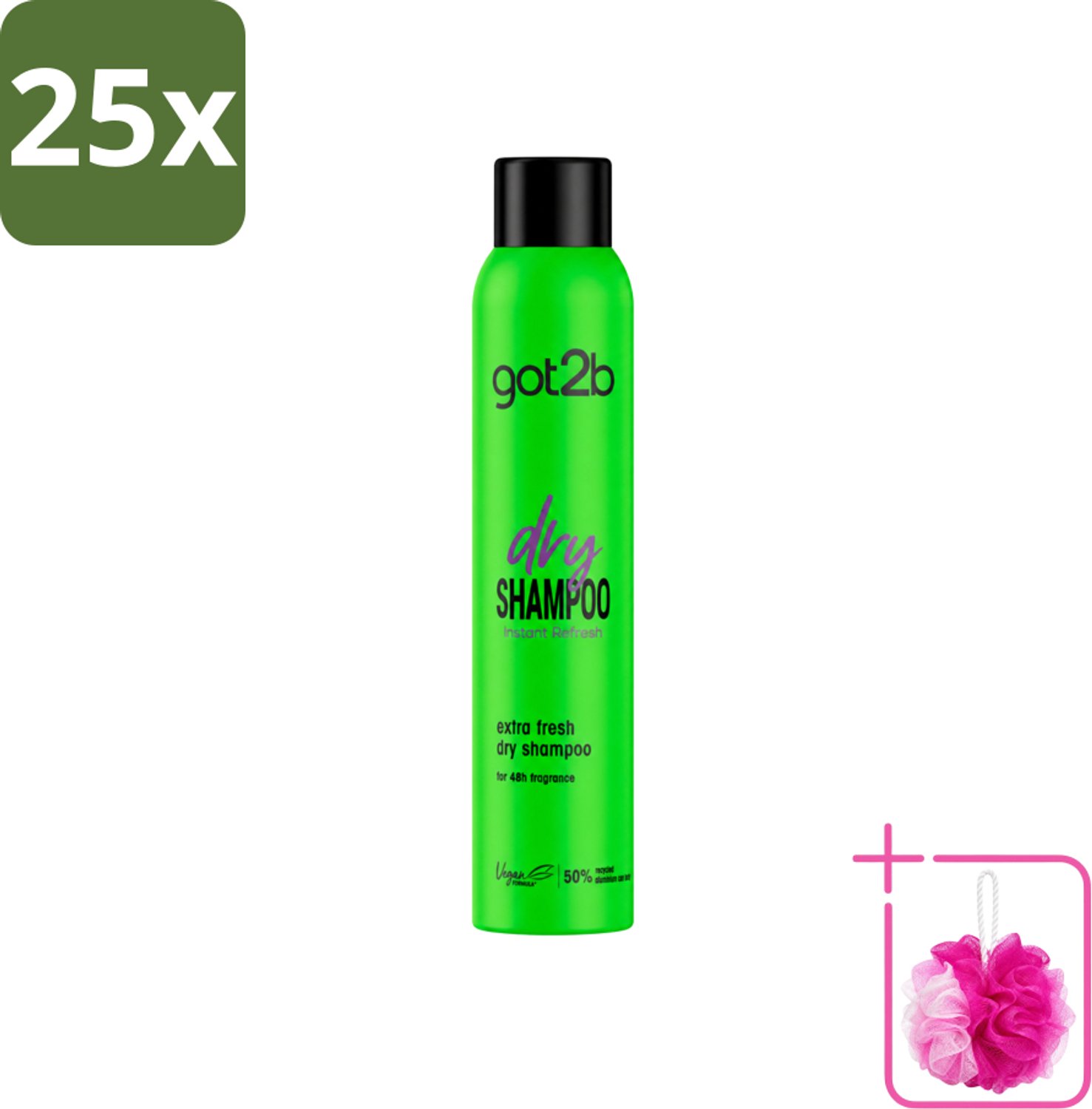 25 x Got2B - Droogshampoo - Extra Fresh - 200 ml - Bulkverpakking - Droog haar - Douchemop - Fris haar