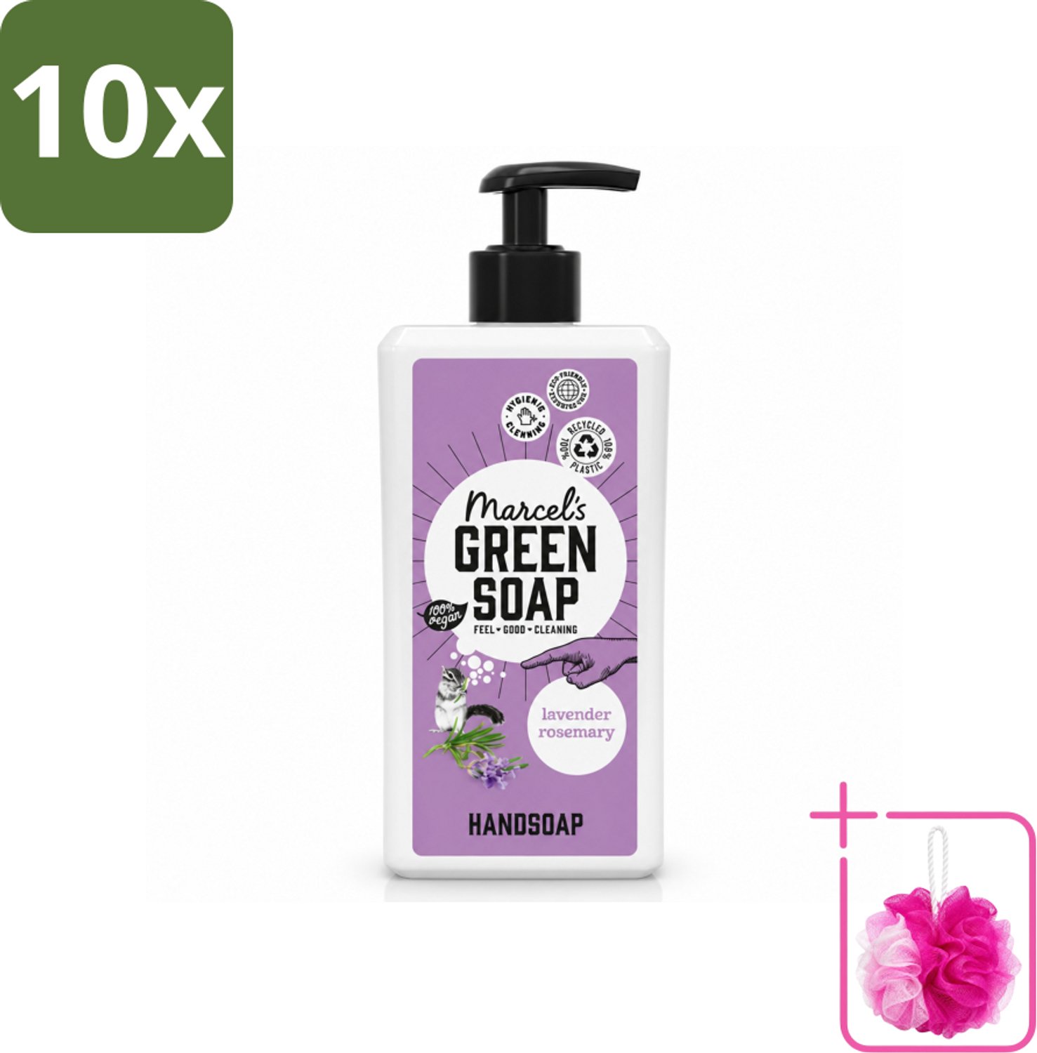 10 x Marcel's Green Soap - Handzeep - Lavender & Rozemarijn - Voor dagelijks gebruik - 500 ml - Bulkverpakking - Handzeep - Douchemop - Natuurlijke handzeep