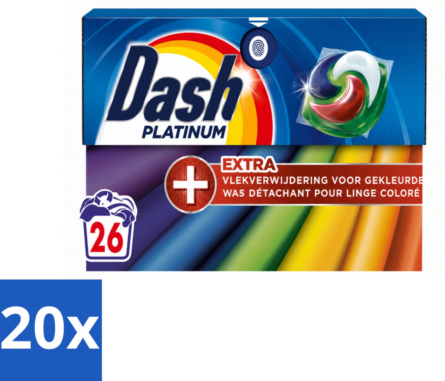 20 x Dash – Wasmiddelcapsules – 4in1 Pods + Extra Vlekverwijdering Color – 26 capsules - Voordeelverpakking - 20 stuks