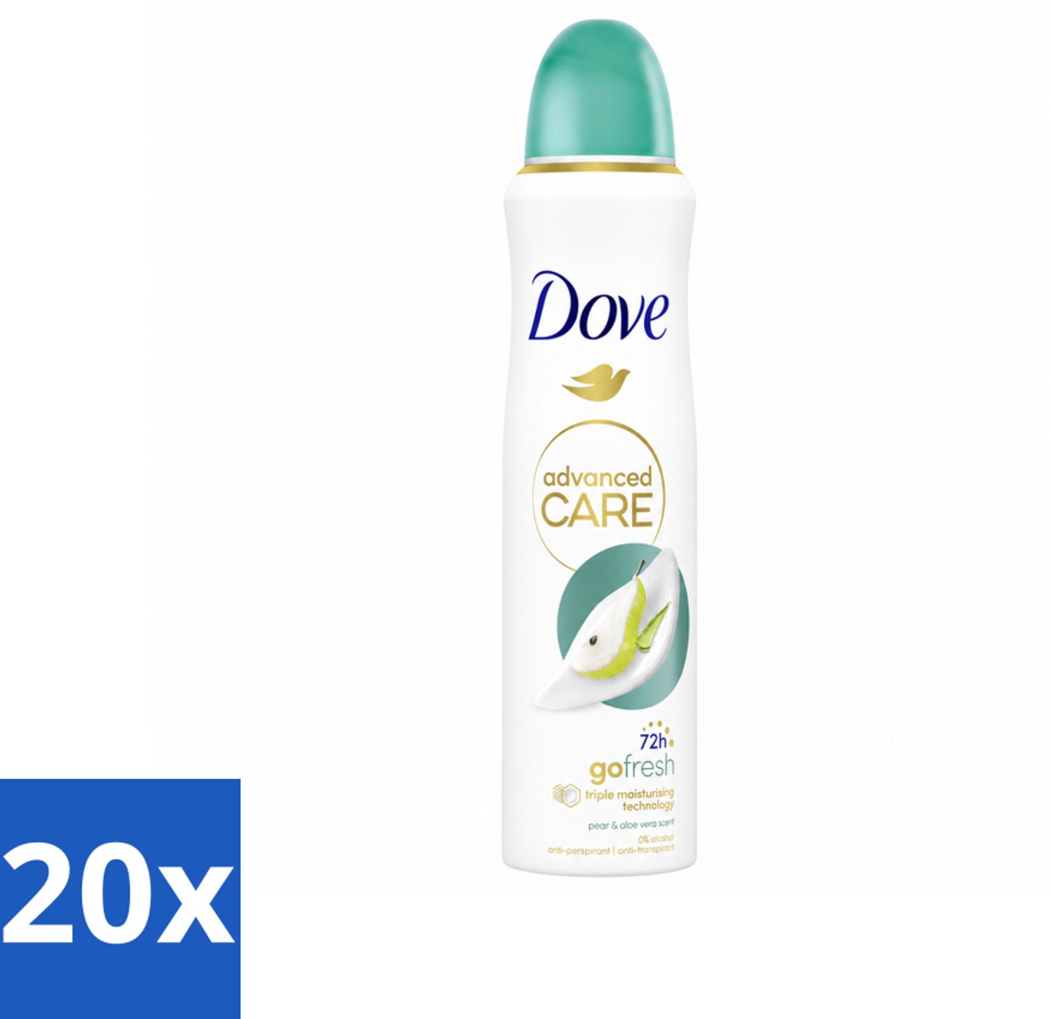20 x Dove – Deodorant Spray – Peer & Aloe Vera – 150 ml - Voordeelverpakking - 20 stuks