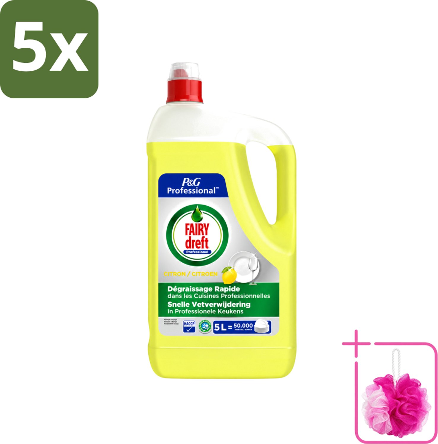 5 x Dreft - Afwasmiddel - Citroen - Professionele verpakking - 5 L - Bulkverpakking - Afwasmiddel citroen - Douchemop - Afwasmiddel 5 l