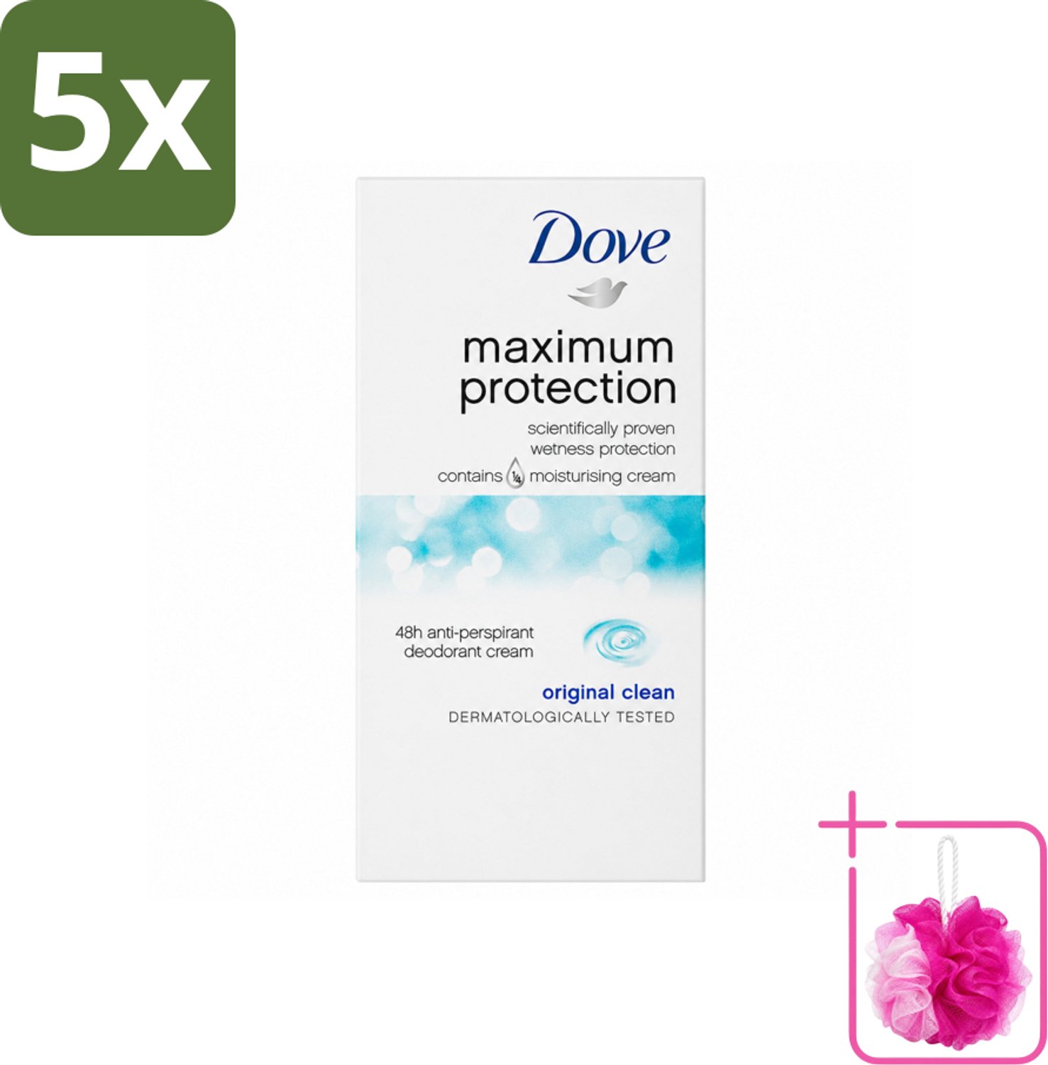 5 x Dove Deodorant Stick - Maximum Protection - Original Clean - 45 ml - Bulkverpakking - Anti-transpirant - Douchemop - Zweetbestendig
