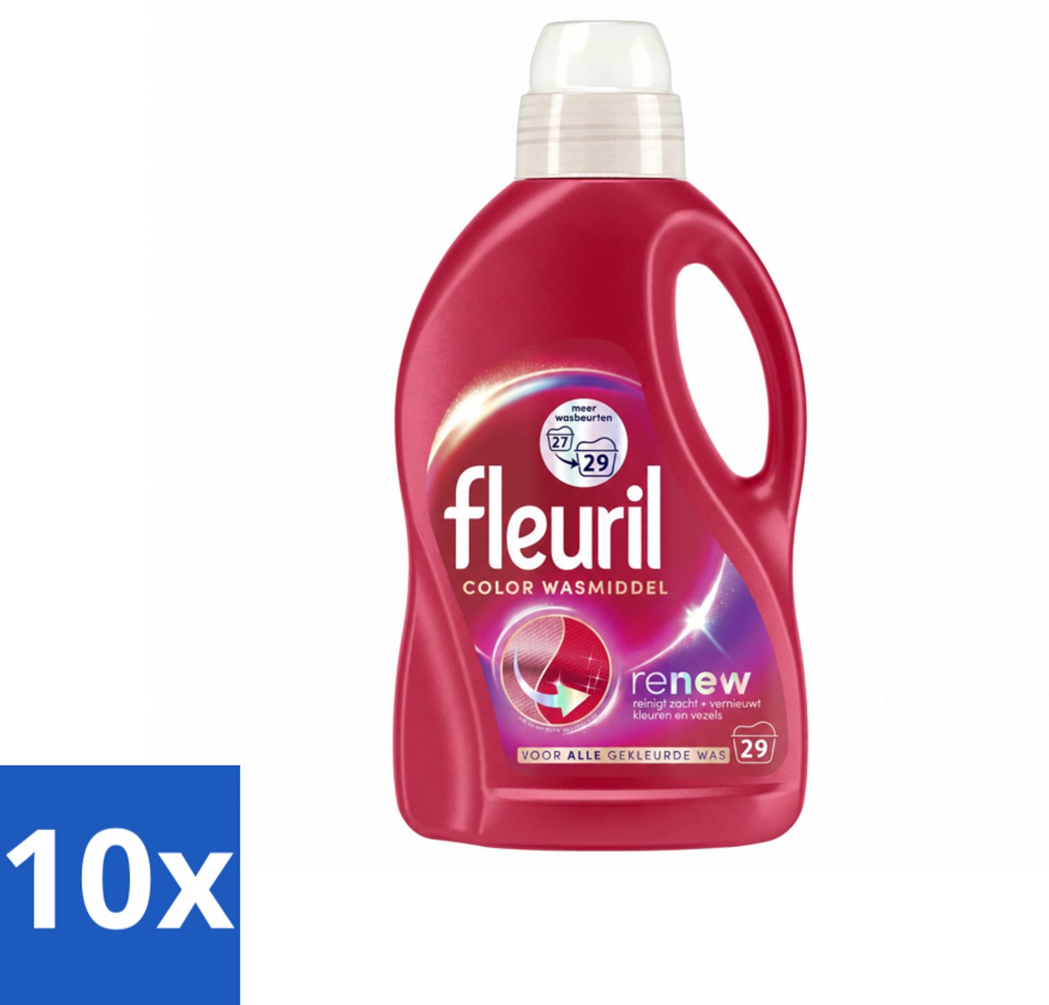 10 x Fleuril – Wasmiddel - Color – 29 wasbeurten – 1,305 L - Voordeelverpakking - 10 stuks