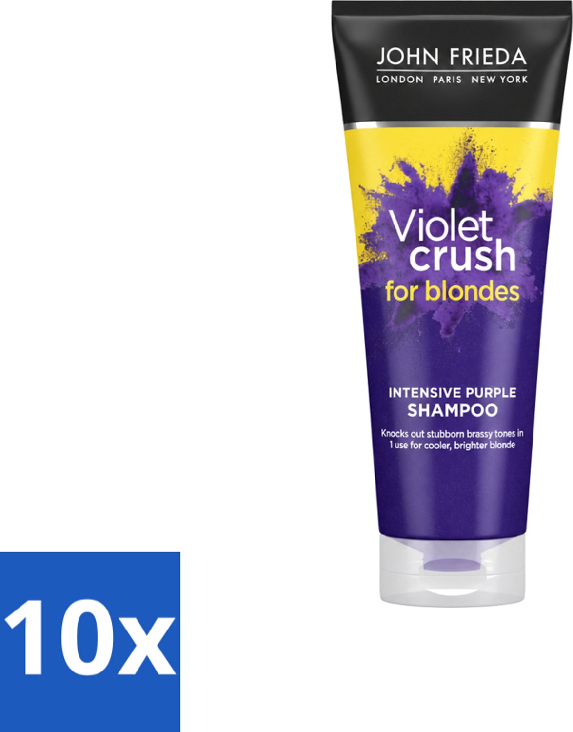 10 x John Frieda – Shampoo – Sheer Blonde Violet Crush Intensive Purple – Tegen gele ondertonen – 250 ml - Voordeelverpakking - 10 stuks