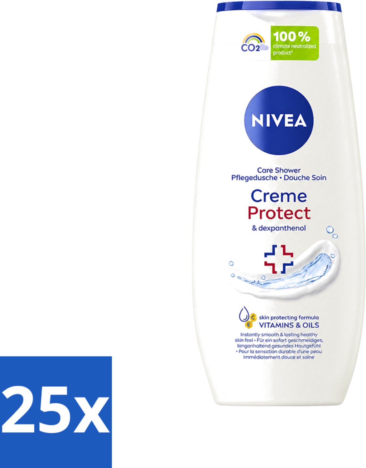 25 x Nivea - Douchegel - Crème Protect & Dexpantenol - Unieke Nivea Crème Geur - 250 ml - Voordeelverpakking - 25 stuks