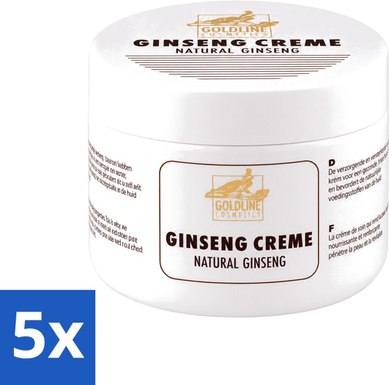 5 x Goldline - Bodycrème - Natural Ginseng - Verzorgend & Versterkend - 250 ml - Voordeelverpakking - 5 stuks