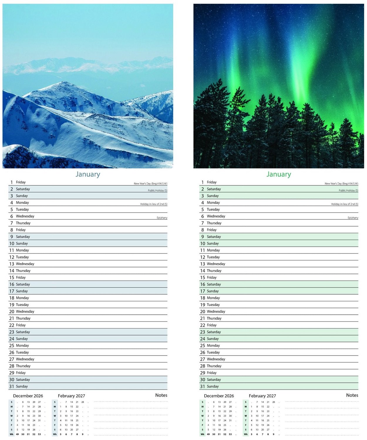Blue & Green Planet Kalender 2027 Slimline