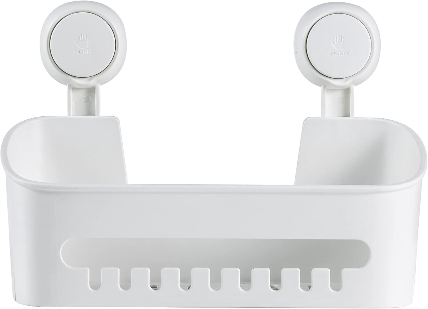 Doucherek, zuignap, wandrek, zonder boren, doucherek, zelfklevende douchemand, herbruikbaar plastic keukenrek voor badkamer, keuken, woonkamer, wit