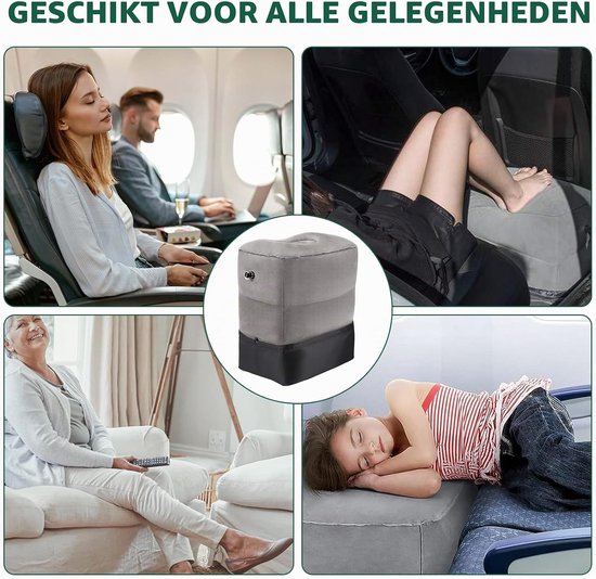 Verstelbare Opblaasbare Voetensteun voor Vliegtuig en Thuis, 3 Laags, Draagbaar en Comfortabel — afbeelding 4