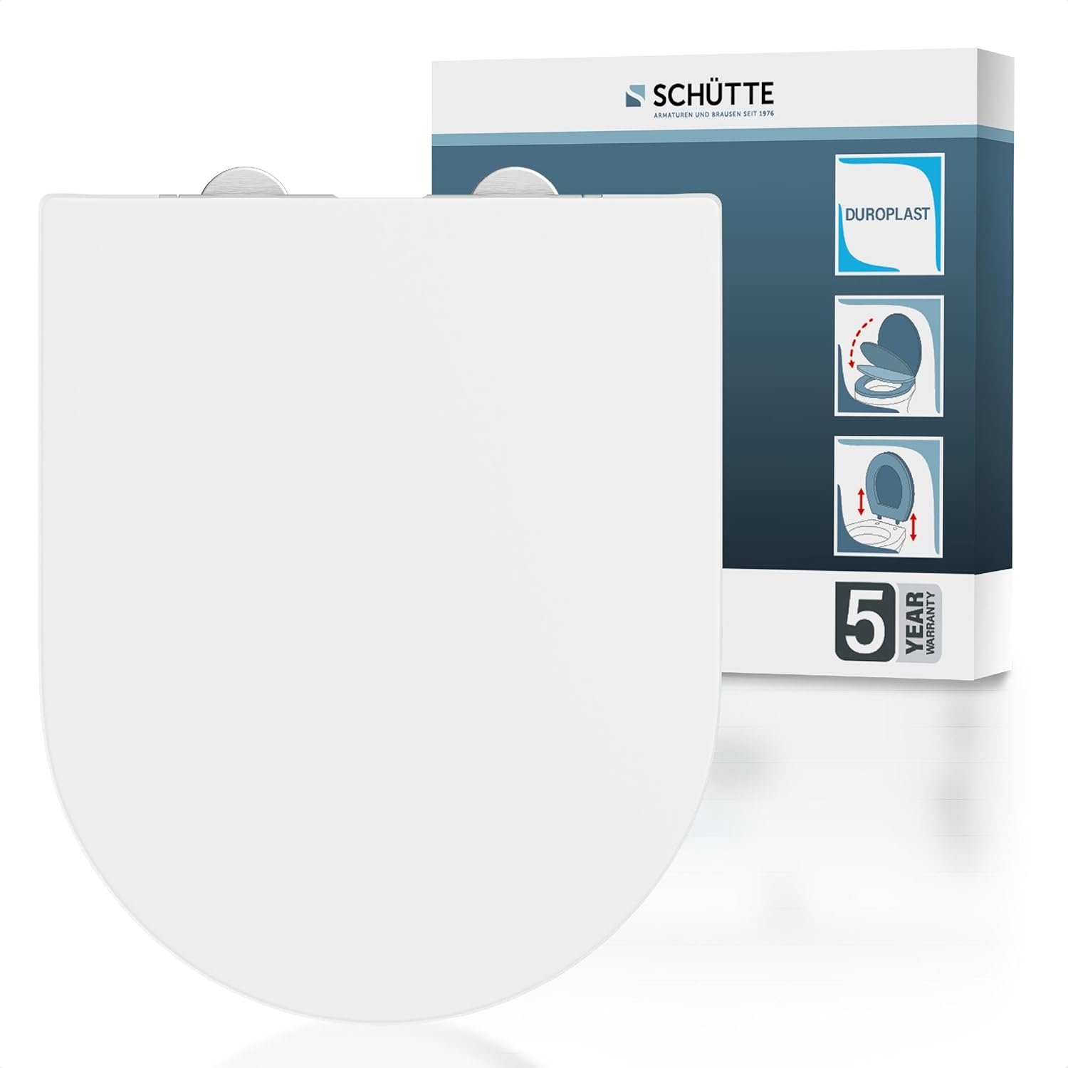 D-vorm Toiletbril met Soft-Close & Snelmontage - Wit Duroplast