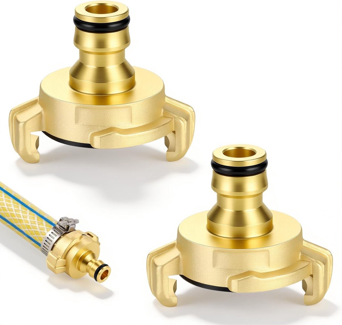 Pack van 2 Snelle Koppeling Adapters van Messing, Plug-in Systeem voor Tuinslangen, Lekvrij en Geschikt voor Geka en Gardena Systemen