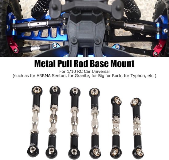 Metaalsteun voor RC Auto, Stuurstangen, Servo Stangen en Upgrade Onderdelen voor 1/10 Offroad Voertuigen - Geschikt voor ARRMA Senton Granite Big Rock (Zwart) — afbeelding 4