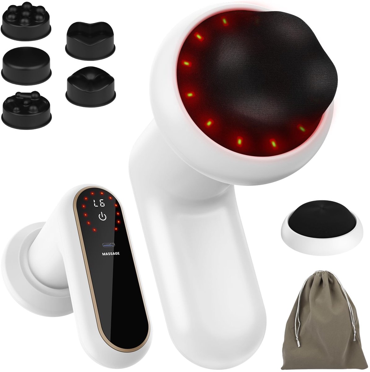Elektrisch anti-cellulitis massageapparaat, met batterij, lymfedrainageapparaat met 1 reservestofhoes, 5 - ShopVlot
