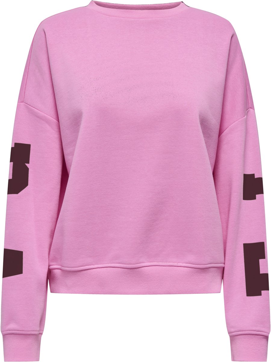 Only Trui Onlsweat L/s Back/sleeve Print Swt 15356793 Fuchsia Pink/fig Florida Print Dames Maat - S