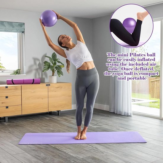 Mini Fitness Ball Set van 25 cm voor Pilates en Yoga - 2 Stuks in Blauw en Paars - Ideaal voor Core Training, Balans en Flexibiliteit Thuis en in de Studio van MINI — afbeelding 2